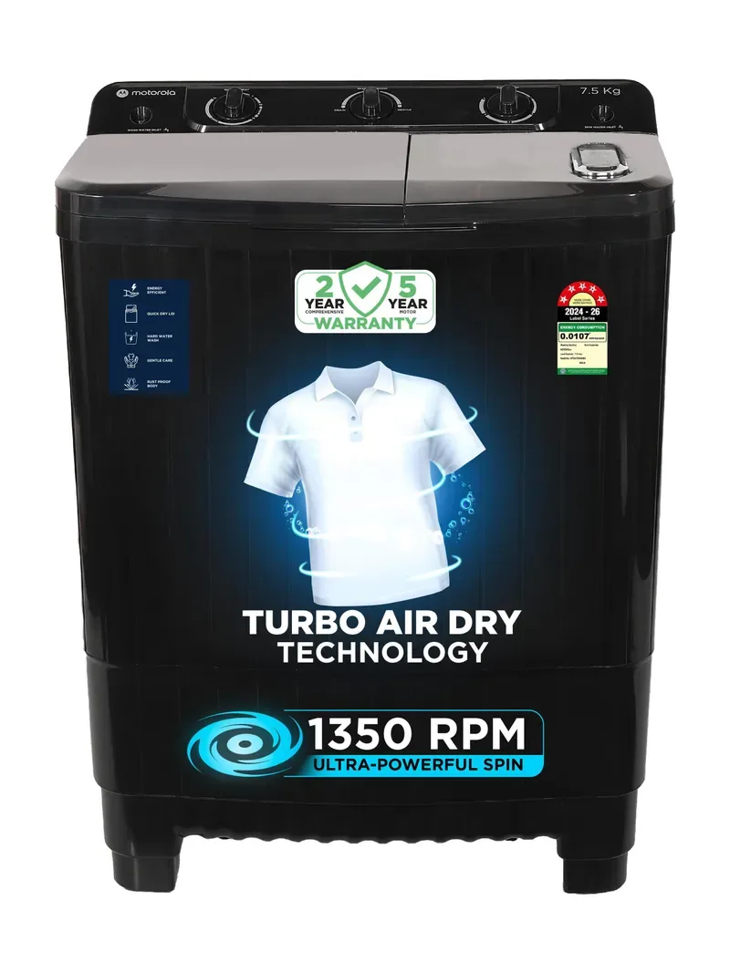 Motorola 7.5 kg Semi Automatic Top Load Washing Machine