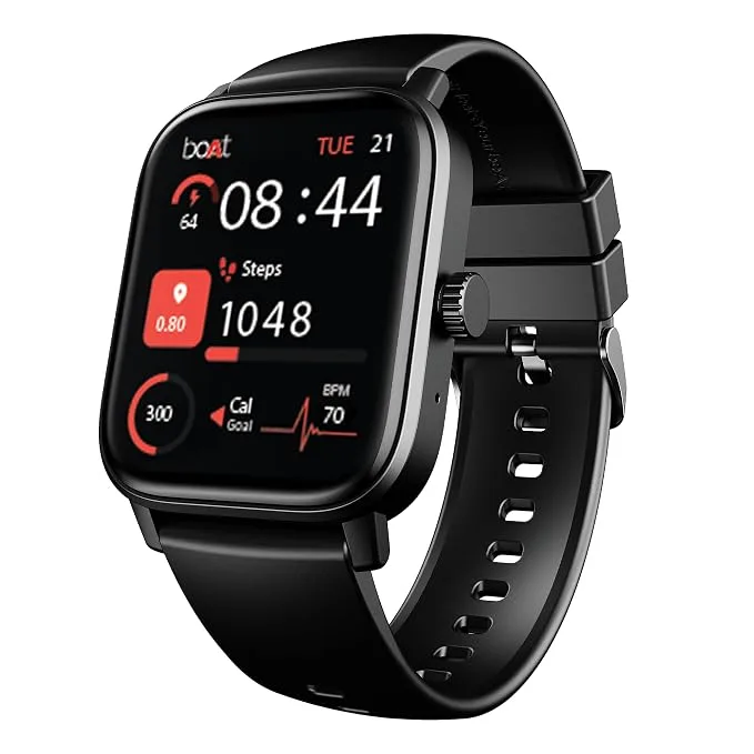 boAt Wave Call 3 smartwatch in Bold Black showing its 1.83-inch HD display