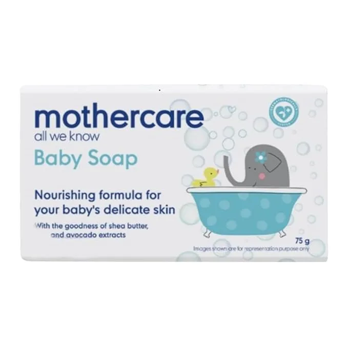 Mothercare Baby Soap Gentle Hydrating Bath Bar with Shea Butter, White 75g