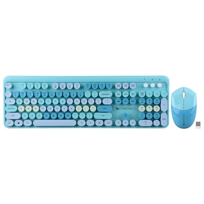 Zebronics Companion 301 wireless keyboard and mouse combo in Aqua Green