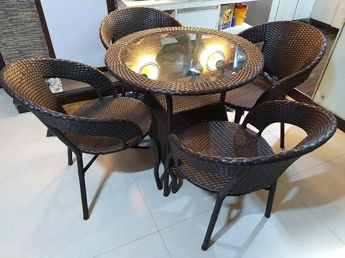 Unique360 Wix Metal Outdoor Patio Dining Set in Golden