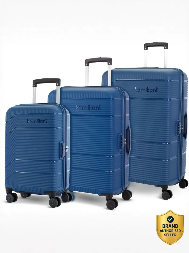 Kamiliant by American Tourister Hard Body Set of 3 Luggage ARMOR Blue