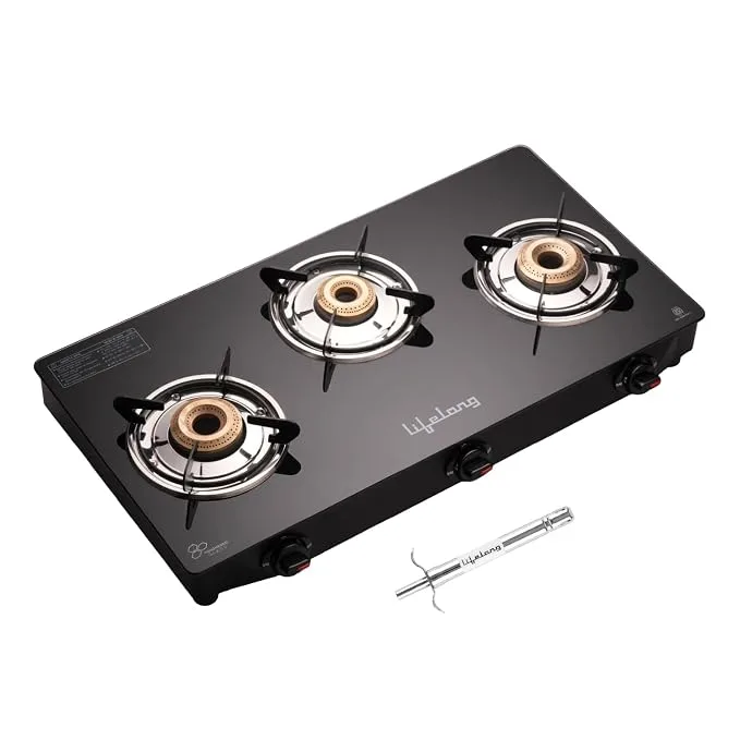 Lifelong 3 Burner Gas Stove with Gas Lighter