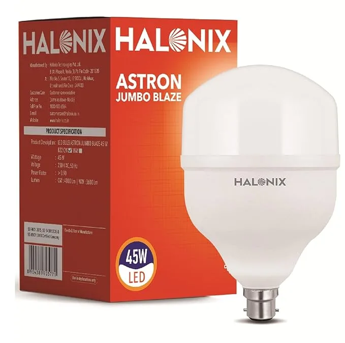 Halonix 45W LED light bulb, 6500K cool white, pack of 1