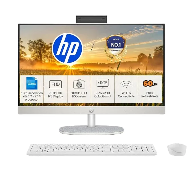 HP All-in-One desktop in Shell White with 23.8-inch FHD display