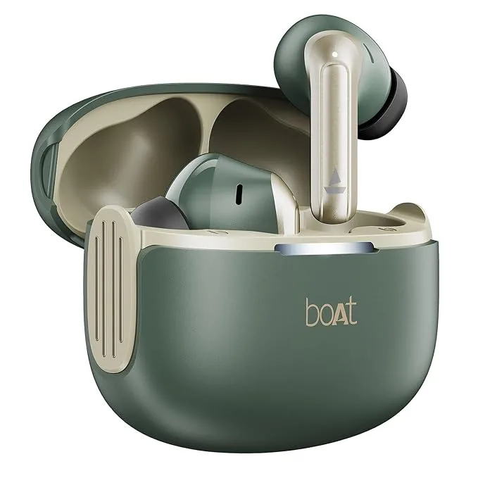 boAt Airdopes 219 earbuds in Forest Sage color with 4‑mic ENx and 40 h battery life