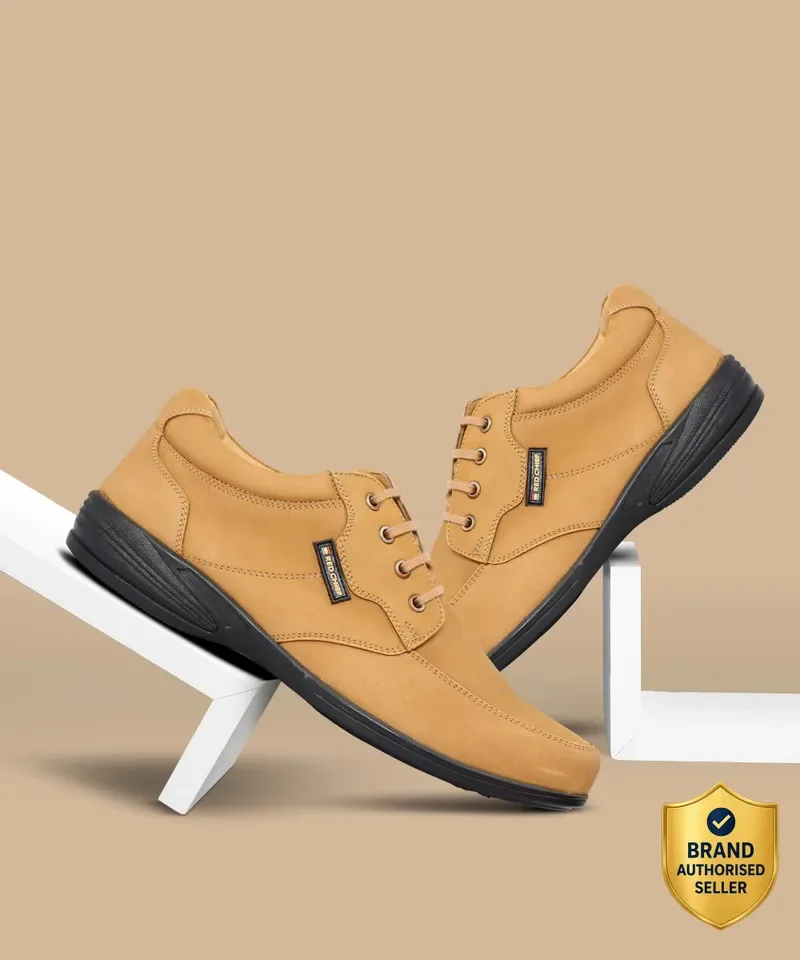 RED CHIEF genuine leather casual lace-up sneakers in brown/rust colourway