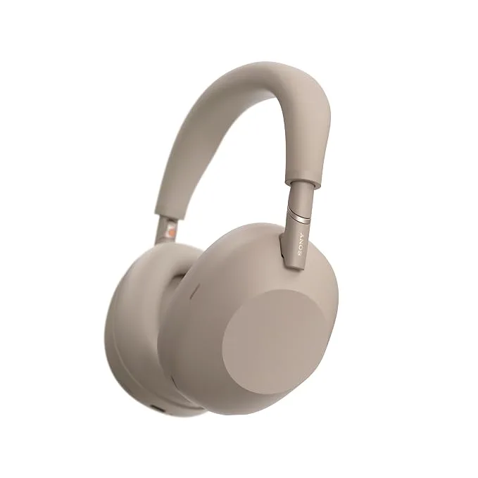 Sony WH-1000XM6 wireless noise cancelling headphones in Sand Stone