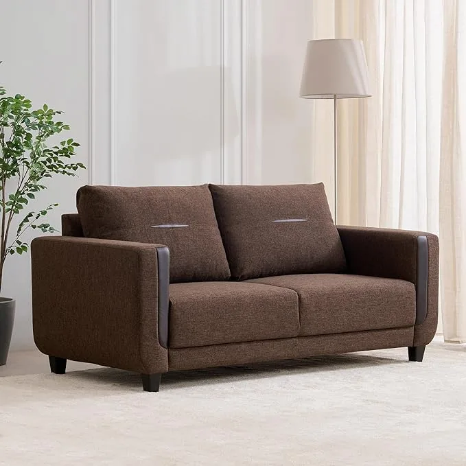 Home Centre Berry 3-Seater Fabric Sofa in Brown
