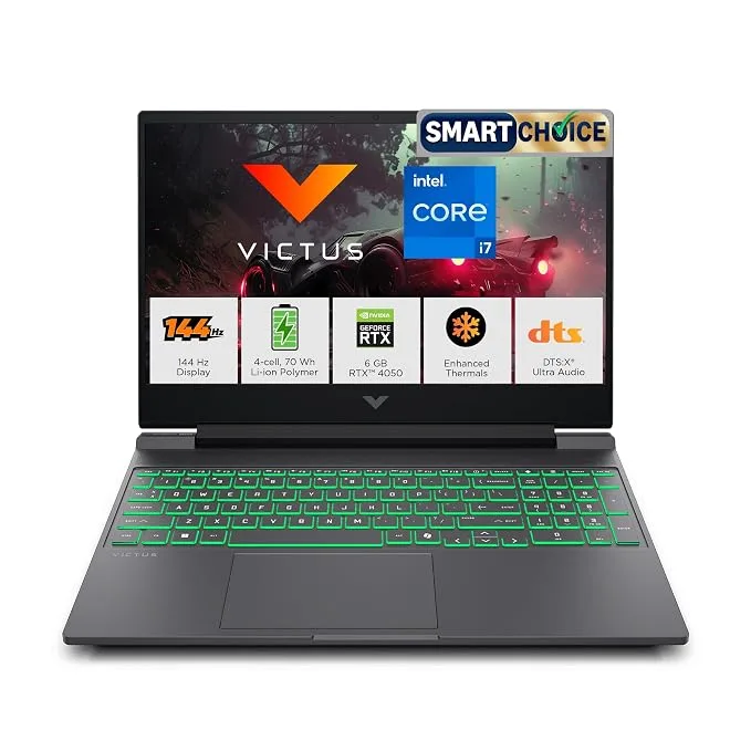 HP Smartchoice Victus gaming laptop with i7-13620H and RTX 4050 in Mica Silver