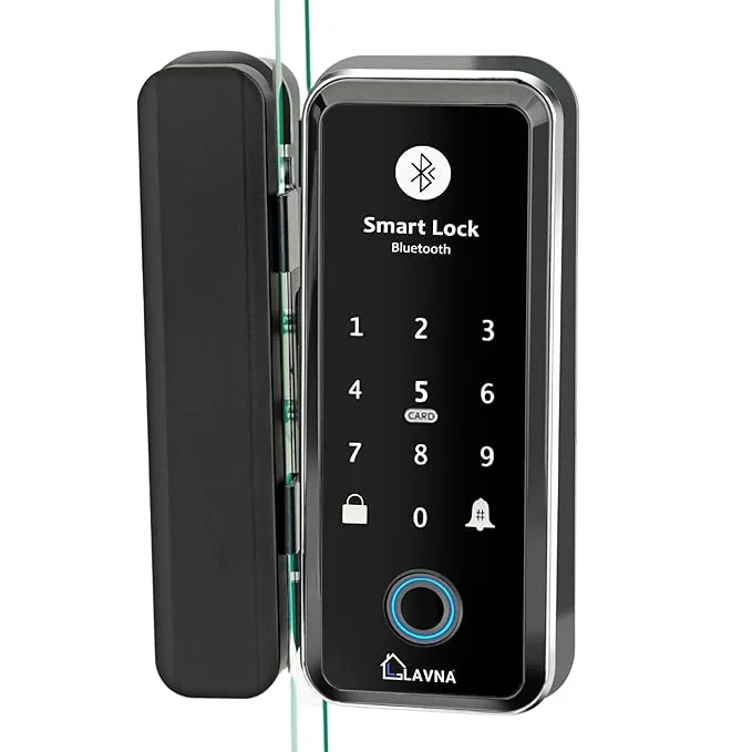 LAVNA Digital Smart Glass Door Lock LA5 with fingerprint, app, remote, RFID, OTP and PIN unlocking