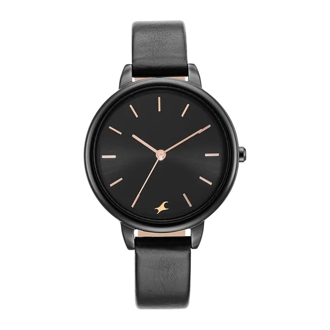 Fastrack Glitch analog black dial women's watch 6234NL01 with black band