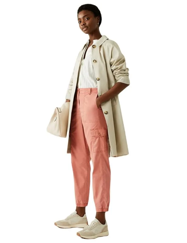 Marks & Spencer Women's Lyocell Rich Cargo Trousers in Soft Orange