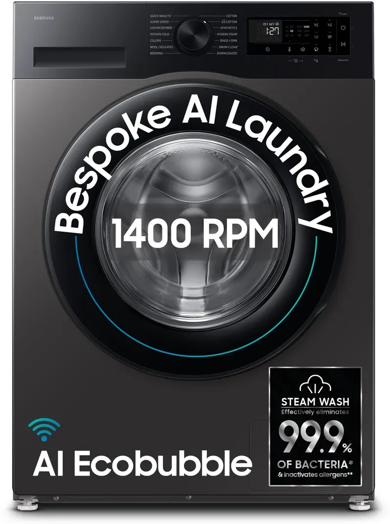 Samsung 12 kg 5 Star AI Ecobubble front load washing machine in Inox finish