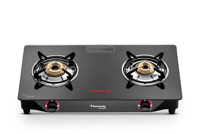 Butterfly Smart 2 Burner Glass Top Gas Stove with Manual Ignition