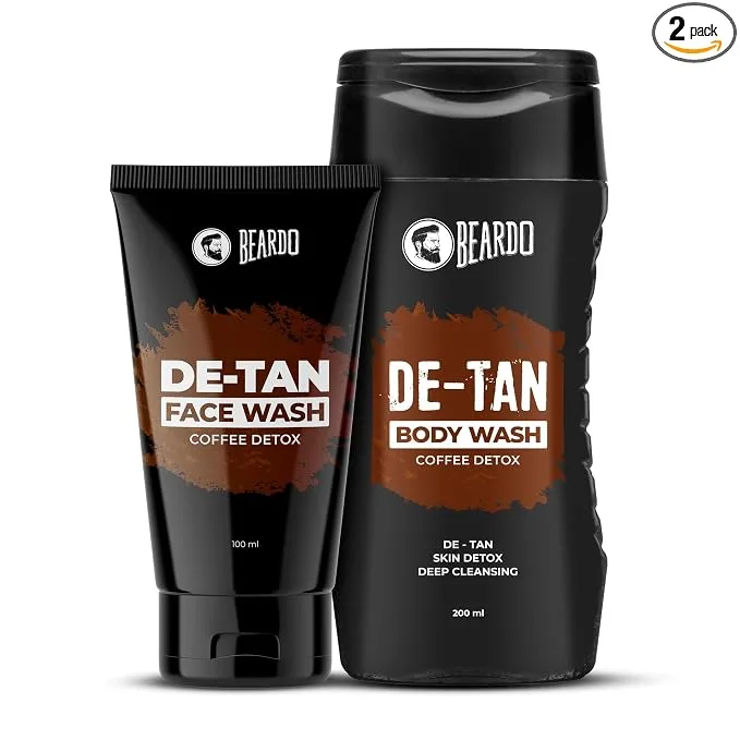Beardo Detan Combo for Men set of 2 — Detan Body Wash and Detan Face Wash with coffee extract