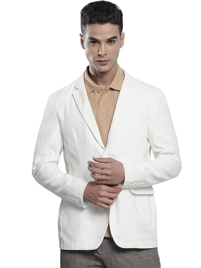 The Indian Garage Co Men's Slim Fit Solid Cotton Blazer