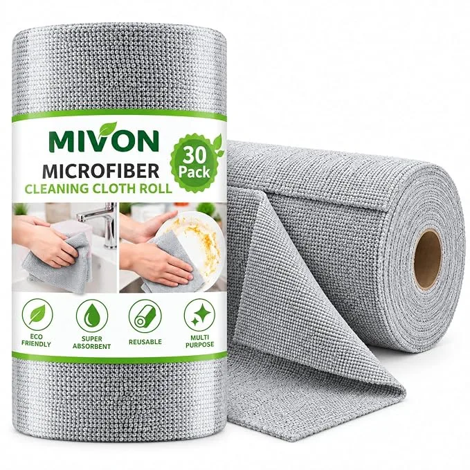 Microfiber cleaning cloth roll, 30-piece reusable kitchen towel roll on Amazon India