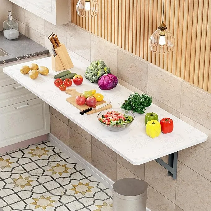 Lukzer MT-001 white engineered-wood wall-mounted folding table, 120 × 40 cm