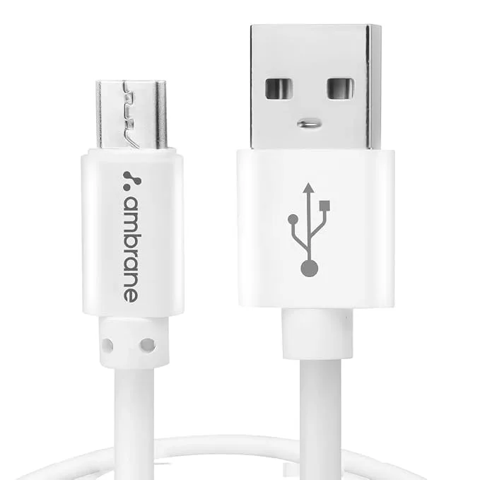Ambrane ACM-AZ1 white USB to Micro-USB charging cable