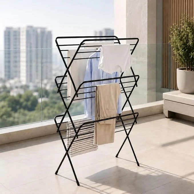 Lifelong Foldable Alloy Steel Cloth Drying Stand for Balcony