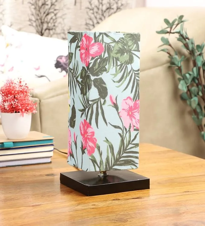 tu casa Table Lamp with Floral Cotton Shade on Amazon India