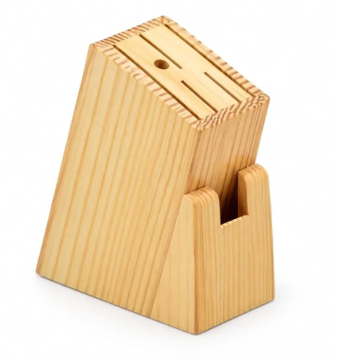 natureCRAFTS wooden knife block stand with six knife slots, knives not included