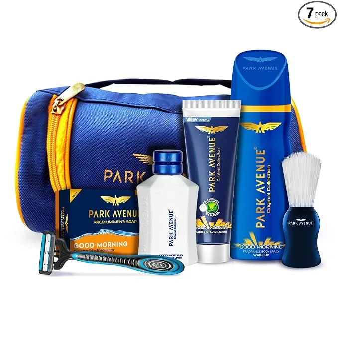 Park Avenue Good Morning Grooming Collection 7-in-1 combo grooming kit for men with travel pouch