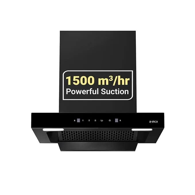 Elica VENTRA FL 600 HAC MS NERO 60cm T-Shape Filterless Autoclean Kitchen Chimney in Black