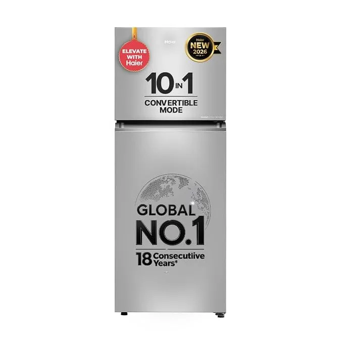Haier 328 L frost free triple inverter double door refrigerator in Nickle Steel finish