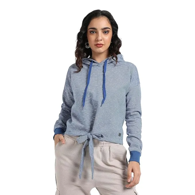 PINACOLADA Women's Typographic Print Hoodie with Ribbed Hem for Casual Wear