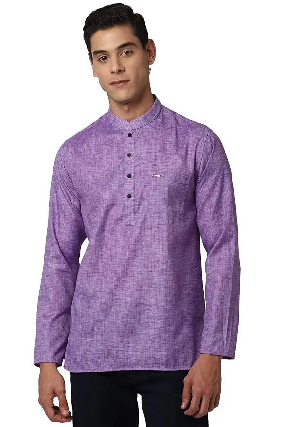 Peter England Men's Polyester Viscose Slim Fit Tunic Shirt Kurta