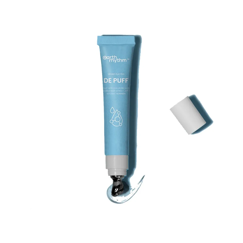 Earth Rhythm Depuff Under Eye Cream 15 g pack on a Blinkit listing
