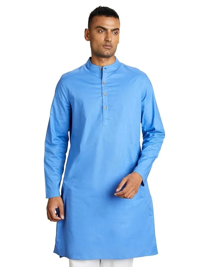 Amazon Brand - Symbol Men's 100% Cotton Solid Long Length Casual Kurta
