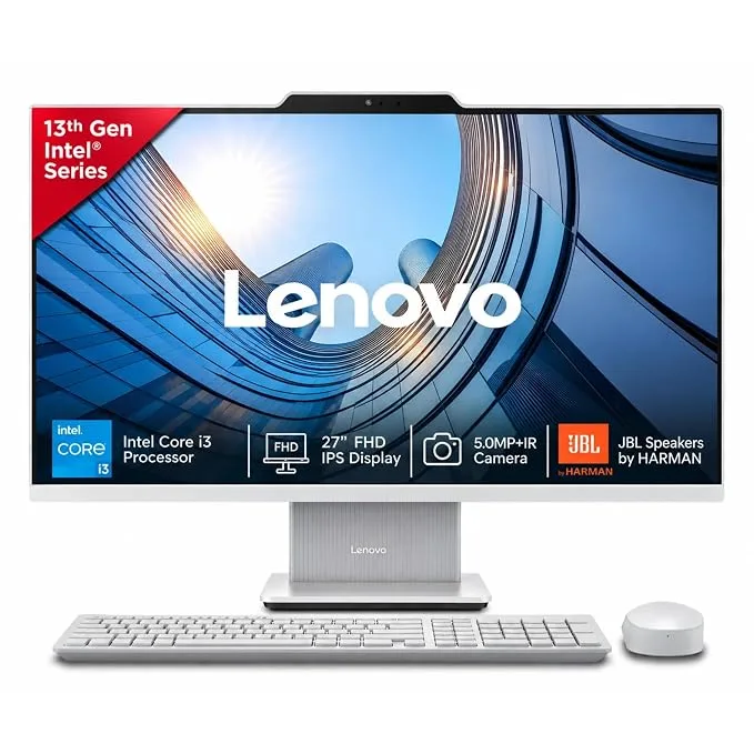 Lenovo IdeaCentre AIO 27-inch all-in-one desktop with wireless keyboard and mouse