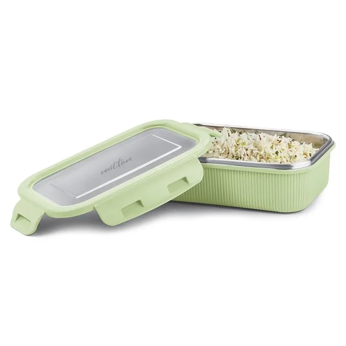 MILTON Cool Touch Rectangular 600 Stainless Steel Container, 580 ml, Green
