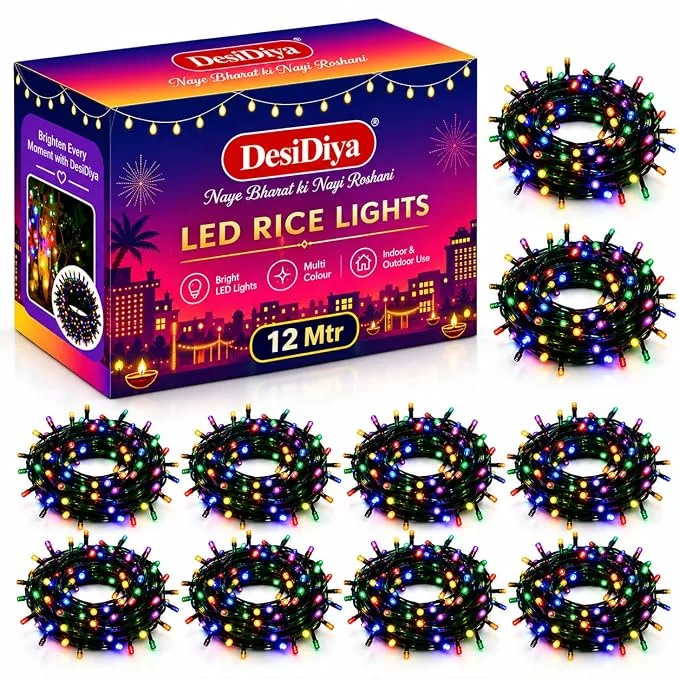 Desidiya 12 metre multicolour LED rice light string, pack of 10