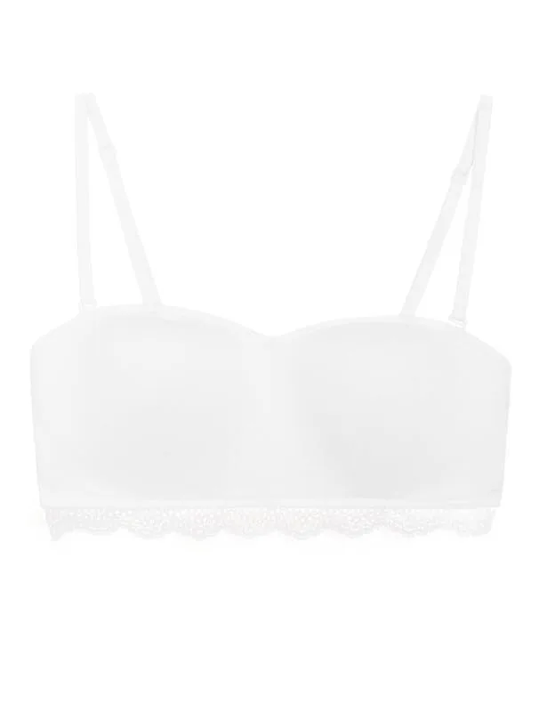 Marks & Spencer Cotton & Lace Non Wired Bandeau First Bra AA-D in white