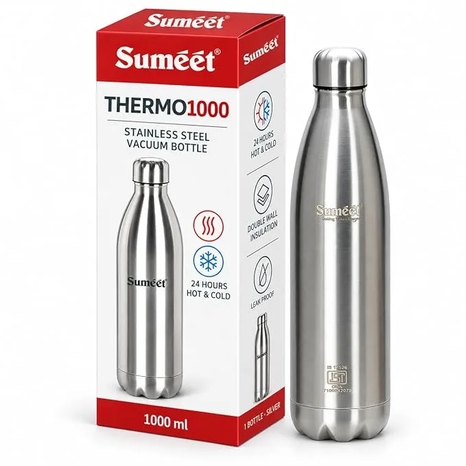 Sumeet Thermo1000 stainless steel vacuum flask, 1000ml, silver finish