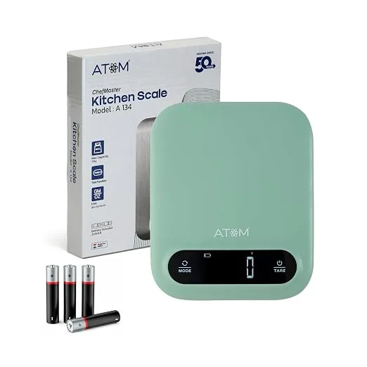 Atom A138 Digital Kitchen Scale for Home (Green, 5 Kg)