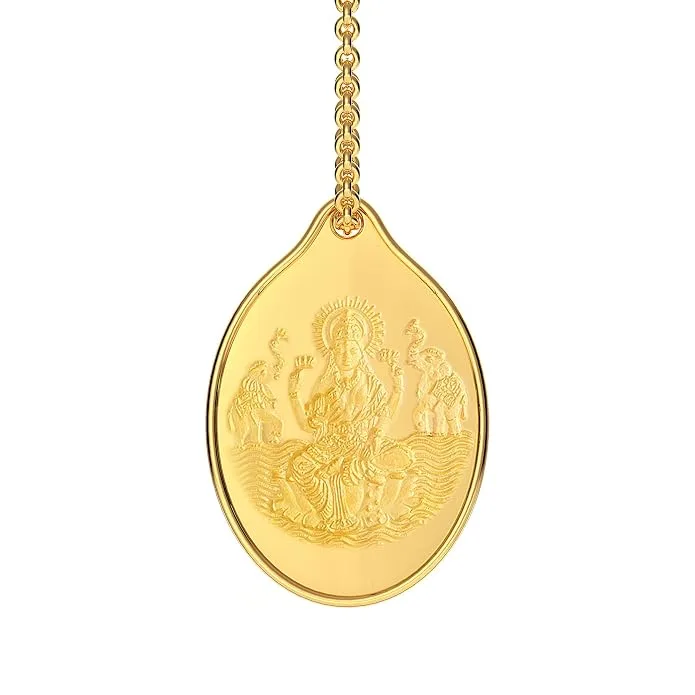 Malabar Gold & Diamonds 24K (999) 2 gram gold coin pendant with Goddess Lakshmi impression