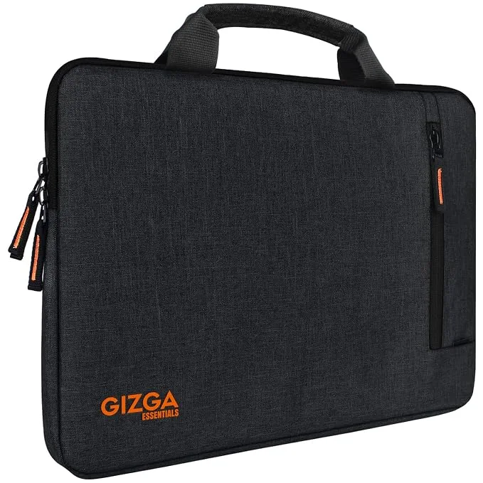 Gizga Essentials grey laptop sleeve for 13.3-inch laptops with padded compartment and accessories pouch