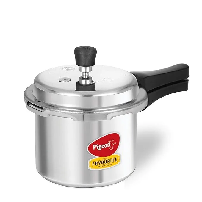 Pigeon by Stovekraft Favourite 3-litre induction-base aluminium pressure cooker with outer lid in silver