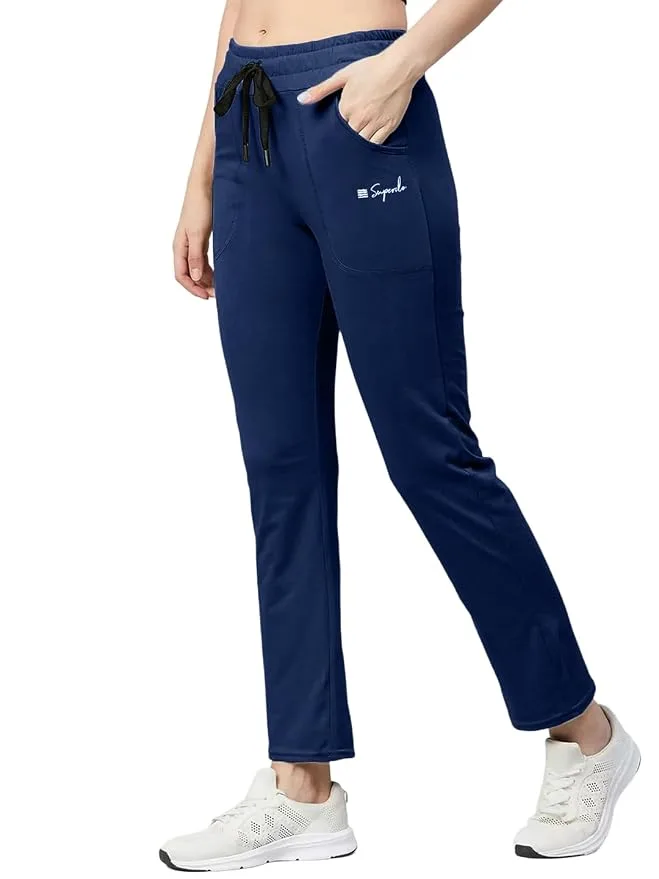 Pinkmint women’s cotton pyjama-style track pants in navy blue