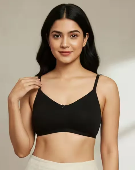 Zivame Rosaline black t-shirt bra on a model, as shown on the AJIO product page