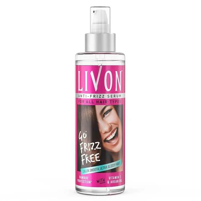 Livon Hair Serum for Dry & Frizzy Hair with Vitamin E and Argan Oil, 200 ml bottle