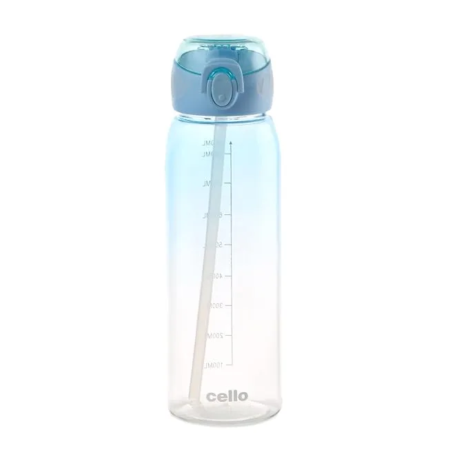 CELLO Inspire Large Sipper Water Bottle, 900ml Sky Blue, food-grade leakproof sipper with straw lid