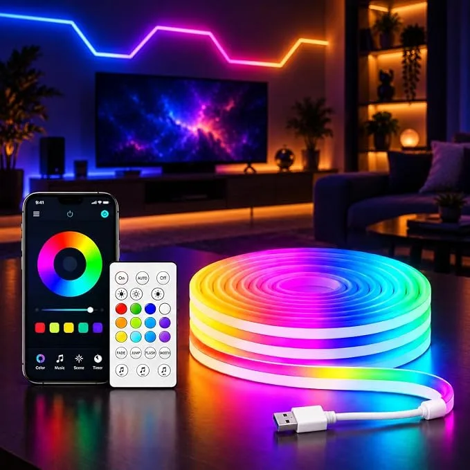 Desidiya RGB Neon LED 4m strip light with app and remote control for room and festive decoration