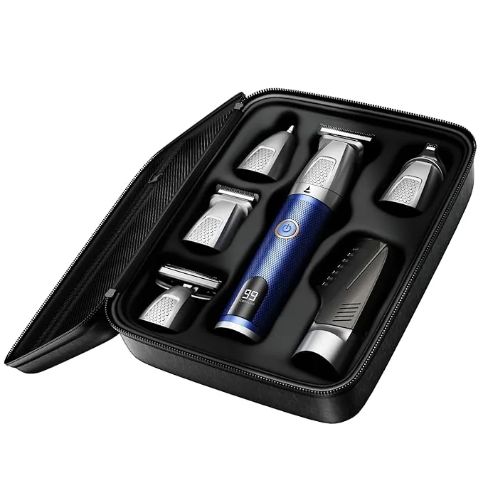 boAt Slazer K100 Pro 15-in-1 full body grooming kit in blue with travel case
