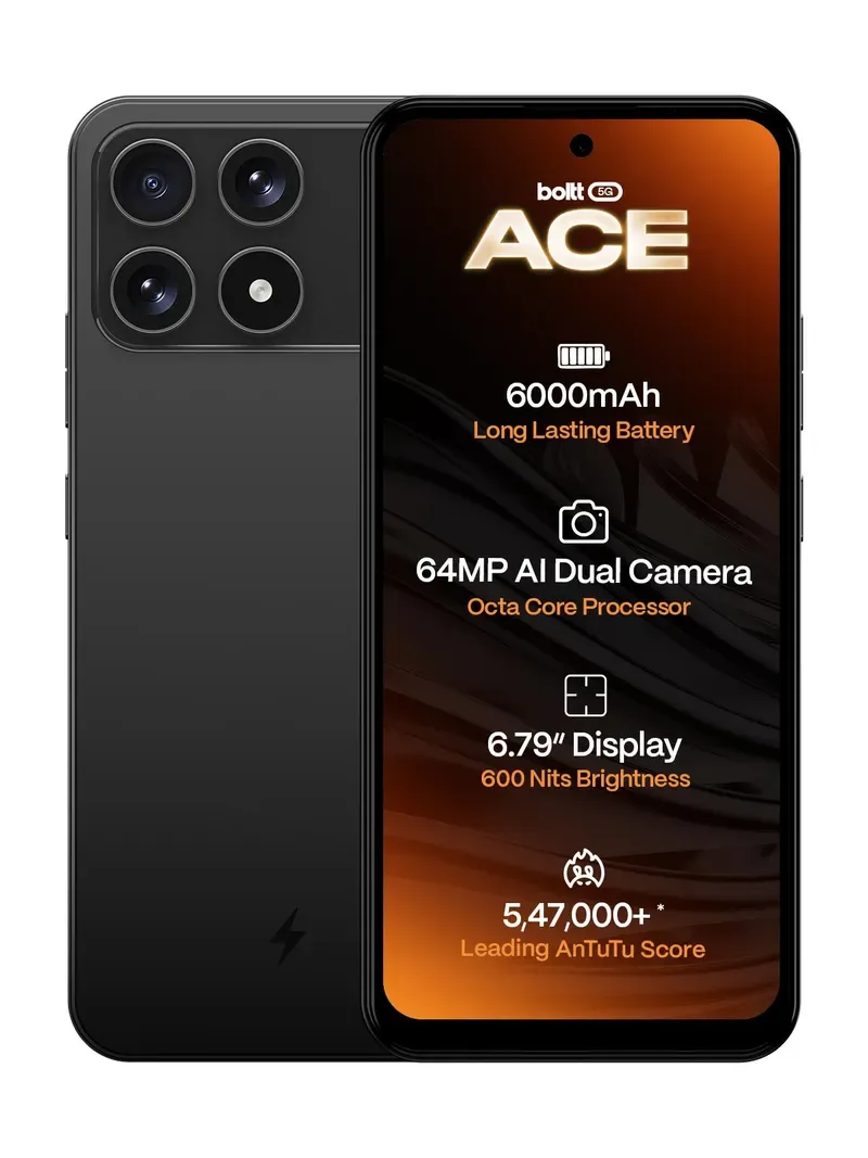 Boltt ACE 5G smartphone in Midnight Black as listed on Flipkart